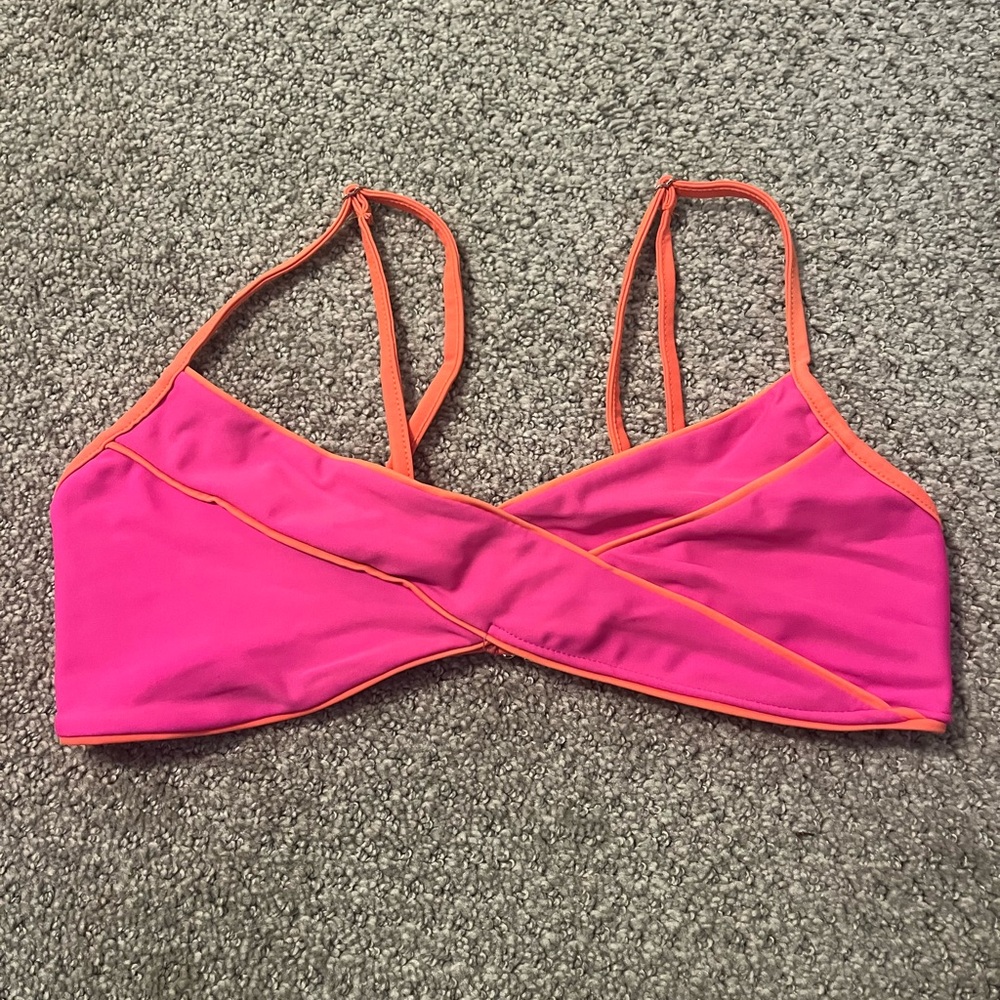 Women's Pink and Orange Bikini Top